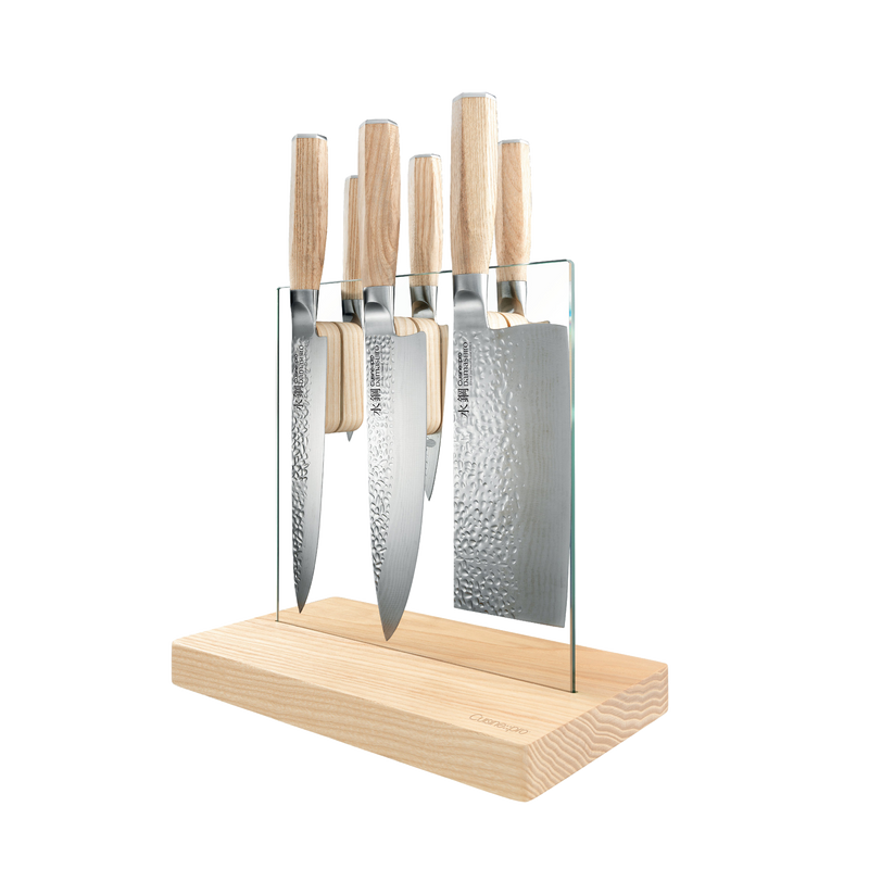 Bloc de couteaux 7 pièces Hikari Damashiro EMPEROR® en frêne - Cuisine::pro®