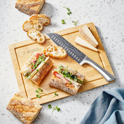 Couteau Santoku 16,5 cm avec planche à découper Damashiro® - Cuisine::pro®