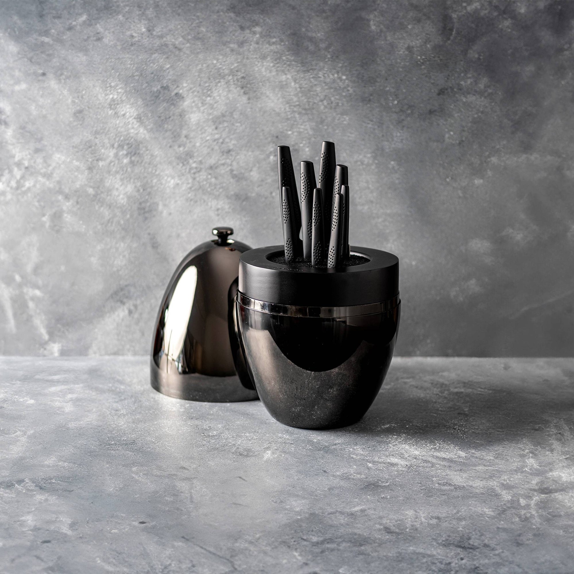 Bloc de couteaux 9 pièces The Egg noir BLACK SAMURAI iD3® - Cuisine::pro®