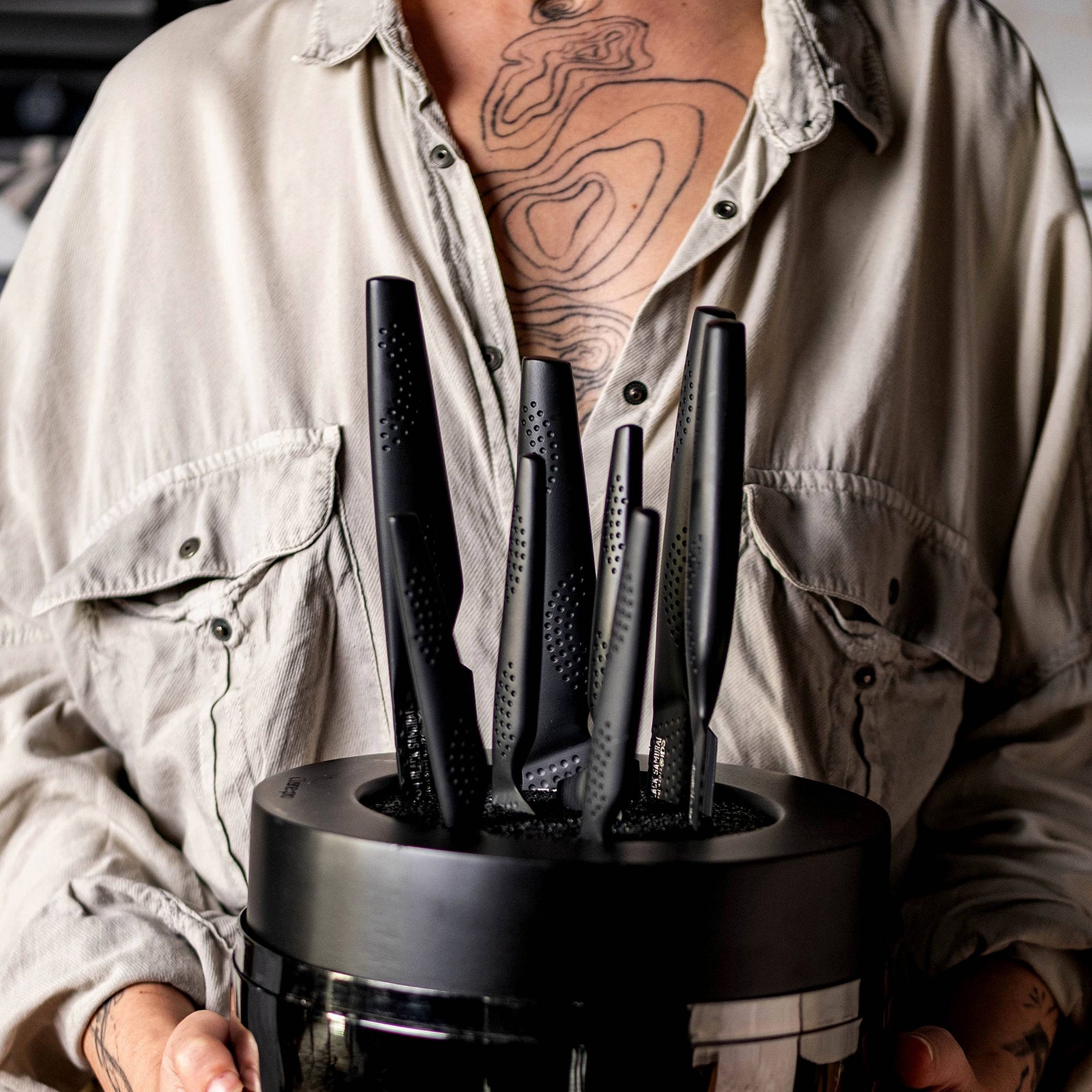 Bloc de couteaux 9 pièces The Egg noir BLACK SAMURAI iD3® - Cuisine::pro®