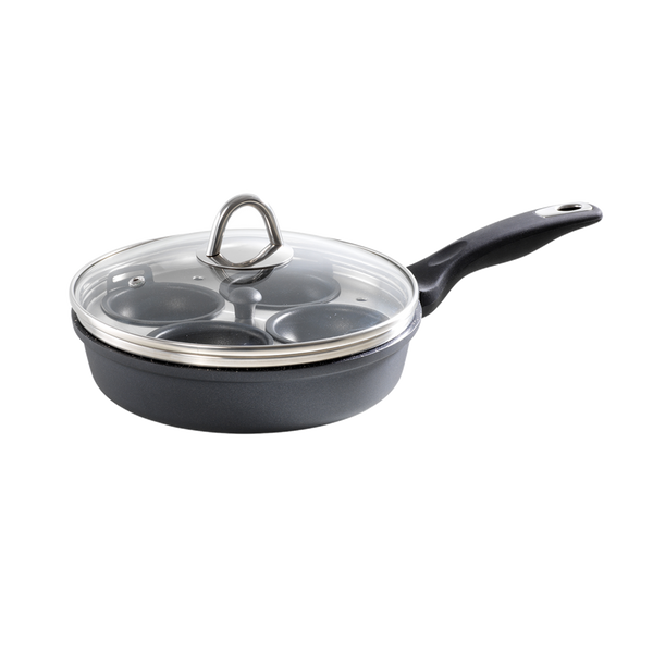 Poêle à frire 1,3 L et pocheuse à quatre œufs avec couvercle GRANITE™ - Cuisine::pro®