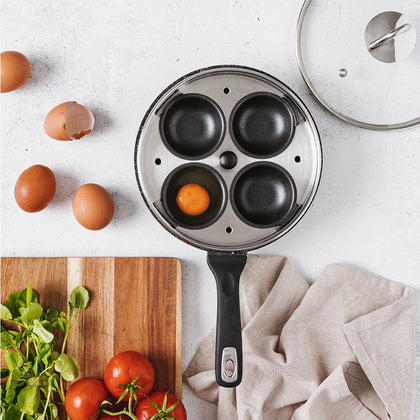 Poêle à frire 1,3 L et pocheuse à quatre œufs avec couvercle GRANITE™ - Cuisine::pro®