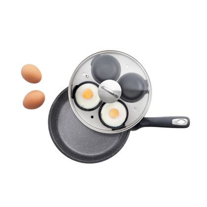 Poêle à frire 1,3 L et pocheuse à quatre œufs avec couvercle GRANITE™ - Cuisine::pro®