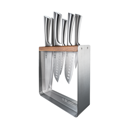 Cuisine::pro® Damashiro® Kinzoku 7-Piece Knife Block + 4 Bonus Steak Knives