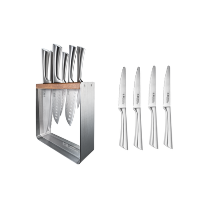 Cuisine::pro® Damashiro® Kinzoku 7-Piece Knife Block + 4 Bonus Steak Knives